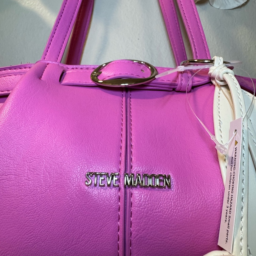 Steve Madden Hot Pink Shoulder Tote with Charm - Picture 9 of 10